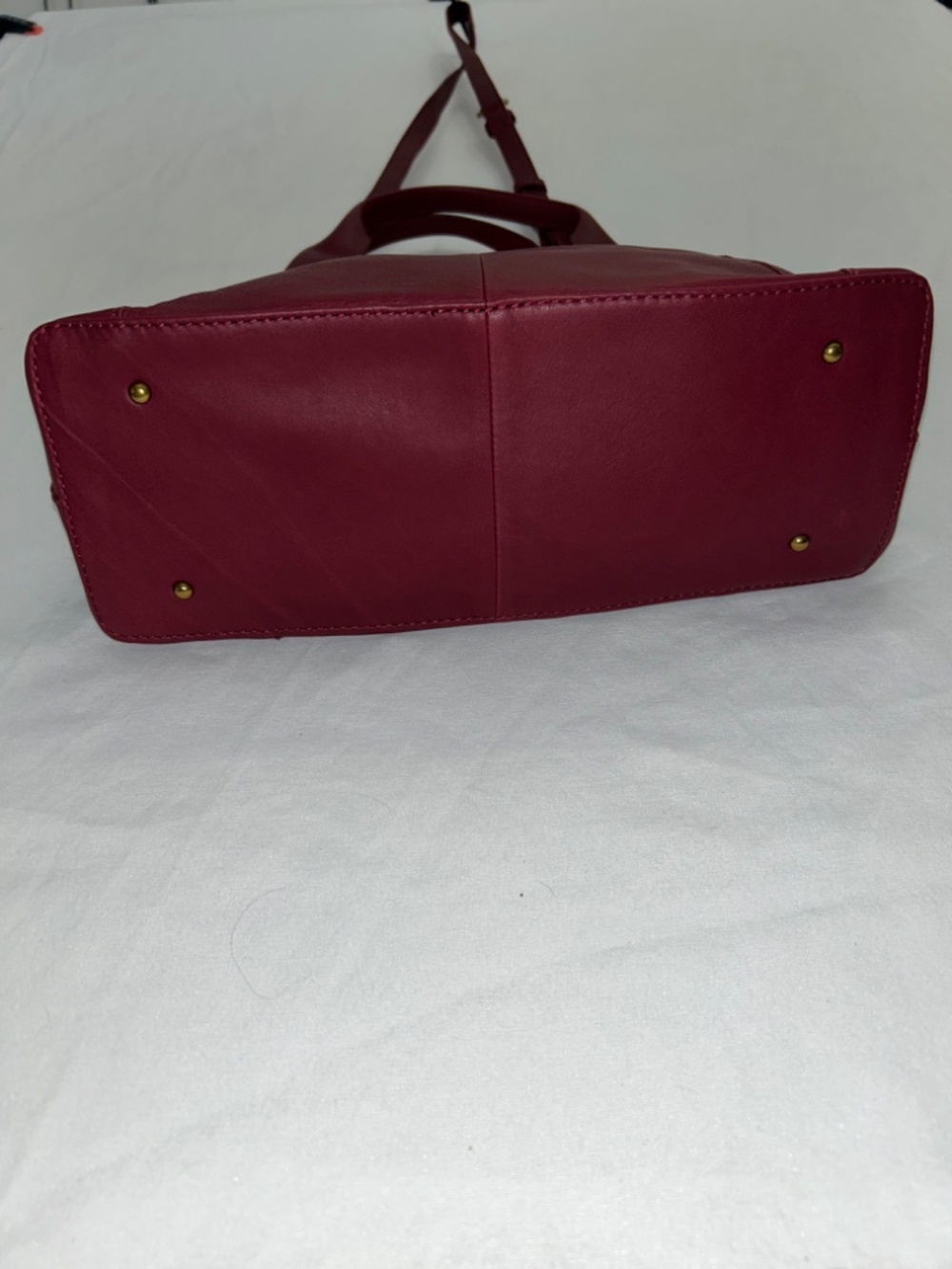 American Leather Co. Ada Triple Entry Leather Satchel Dark Cherry/Burgundy Wine - Picture 3 of 12